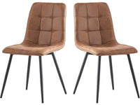 Set 2 Sedie Vintage in Tessuto Marrone per Sala da Pranzo Habitat et Jardin