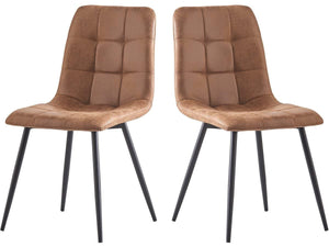 Set 2 Sedie Vintage in Tessuto Marrone per Sala da Pranzo Habitat et Jardin