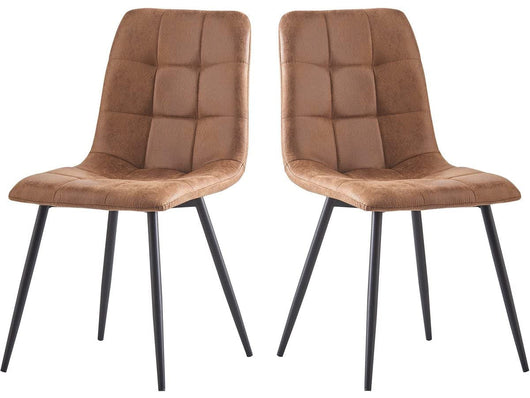 Set 2 Sedie Vintage in Tessuto Marrone per Sala da Pranzo Habitat et Jardin