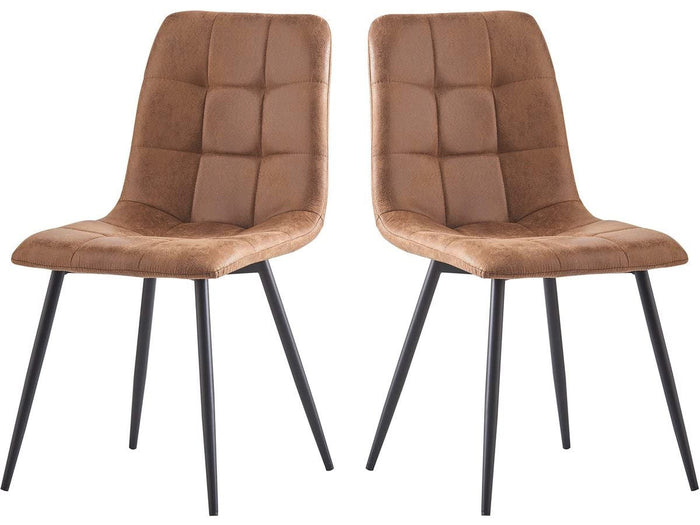 Set 2 Sedie Vintage in Tessuto Marrone per Sala da Pranzo Habitat et Jardin