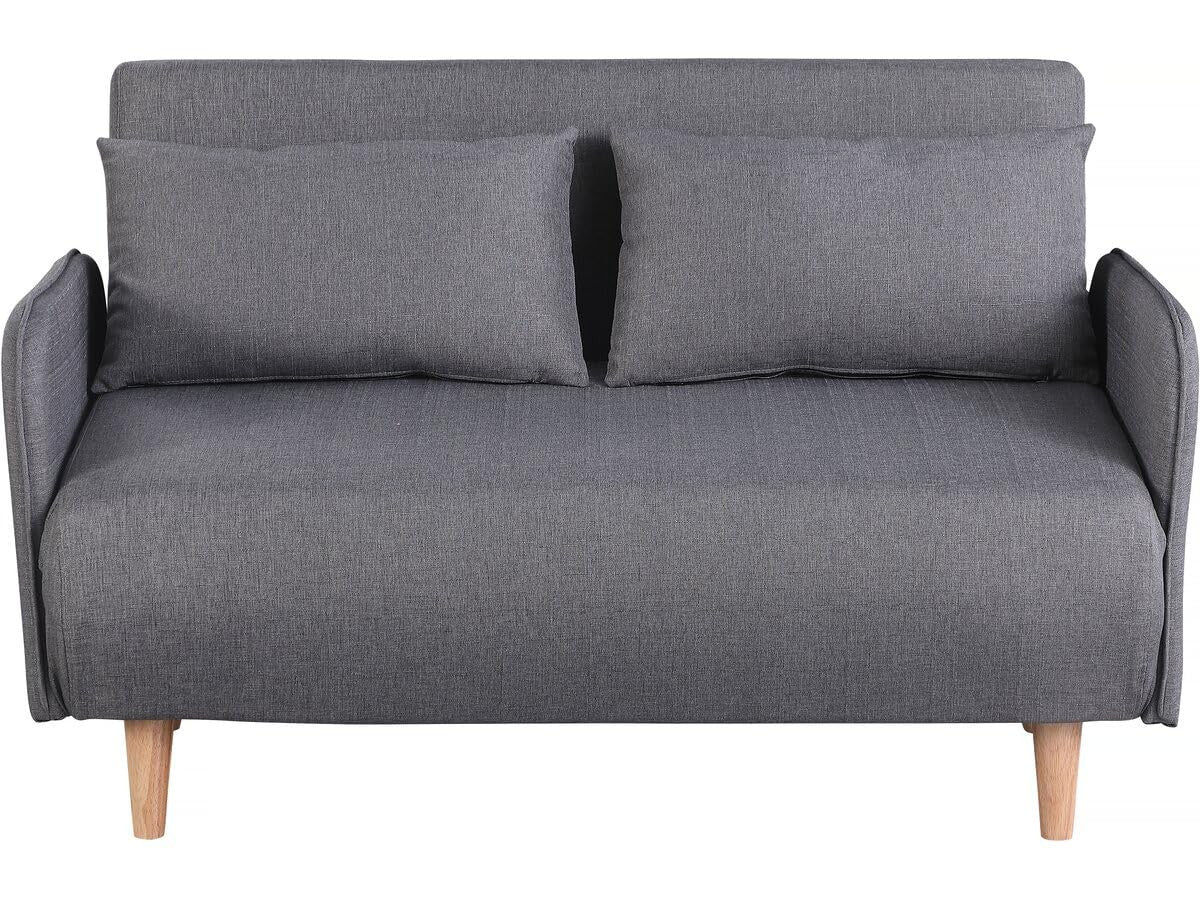 Divano Letto Pieghevole 2 Posti Grigio Convertibile 140cm Habitat et Jardin