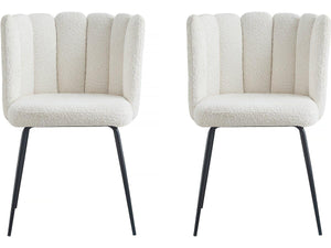 Set 2 Sedie da Giardino Design Riccio Crema Metallo e Tessuto Habitat et Jardin