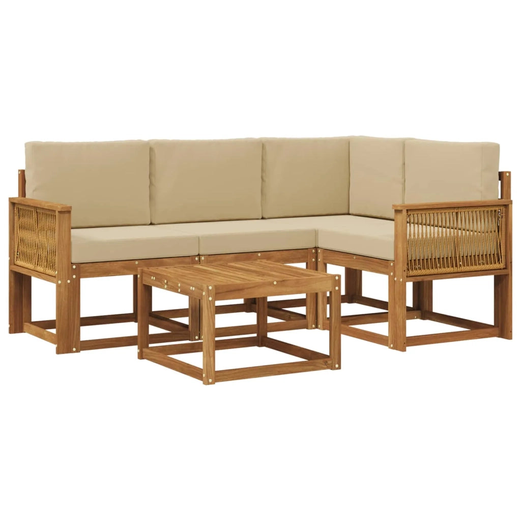 Set di divani da esterno 5 pcs Naturale e Beige Poliestere 3385199