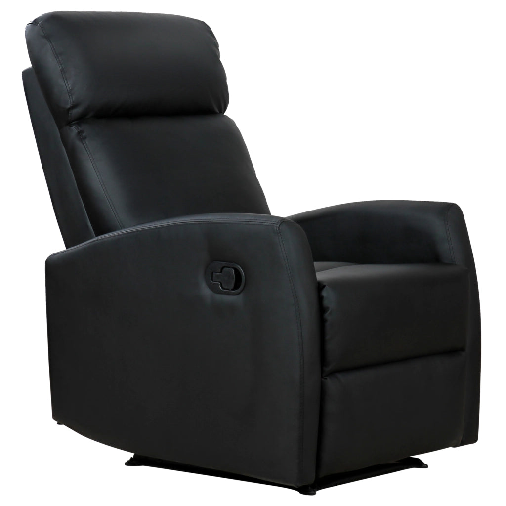 EasyComfort Poltrona Relax Reclinabile, Regolabile ed Ergonomica, in Pelle PU con Imbottitura, per Casa e Ufficio, 65x92x100 cm, Nera