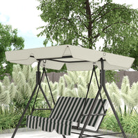 Tetto di Ricambio per Dondolo 3 Posti 210x145 cm Impermeabile in Tessuto Oxford Bianco Crema