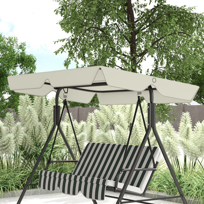 Tetto di Ricambio per Dondolo 3 Posti 210x145 cm Impermeabile in Tessuto Oxford Bianco Crema