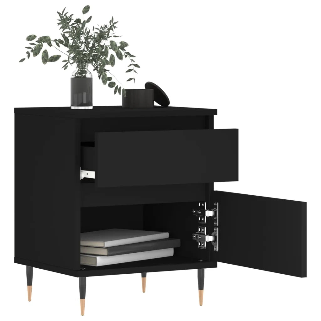 Comodino Nero 40x35x50 cm in Legno Multistrato 830654