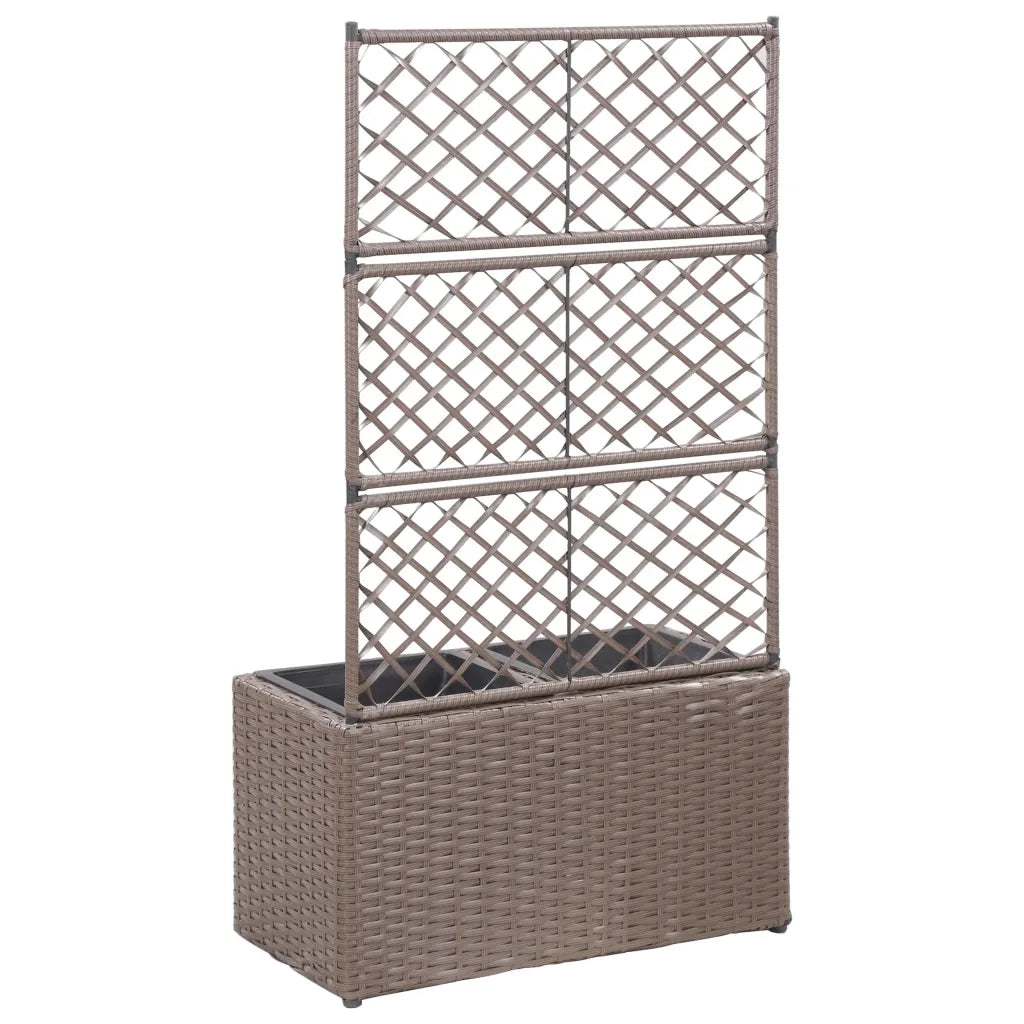 Letto Rialzato Traliccio 2 Vasi 58x30x107 cm Polyrattan Marrone 46937
