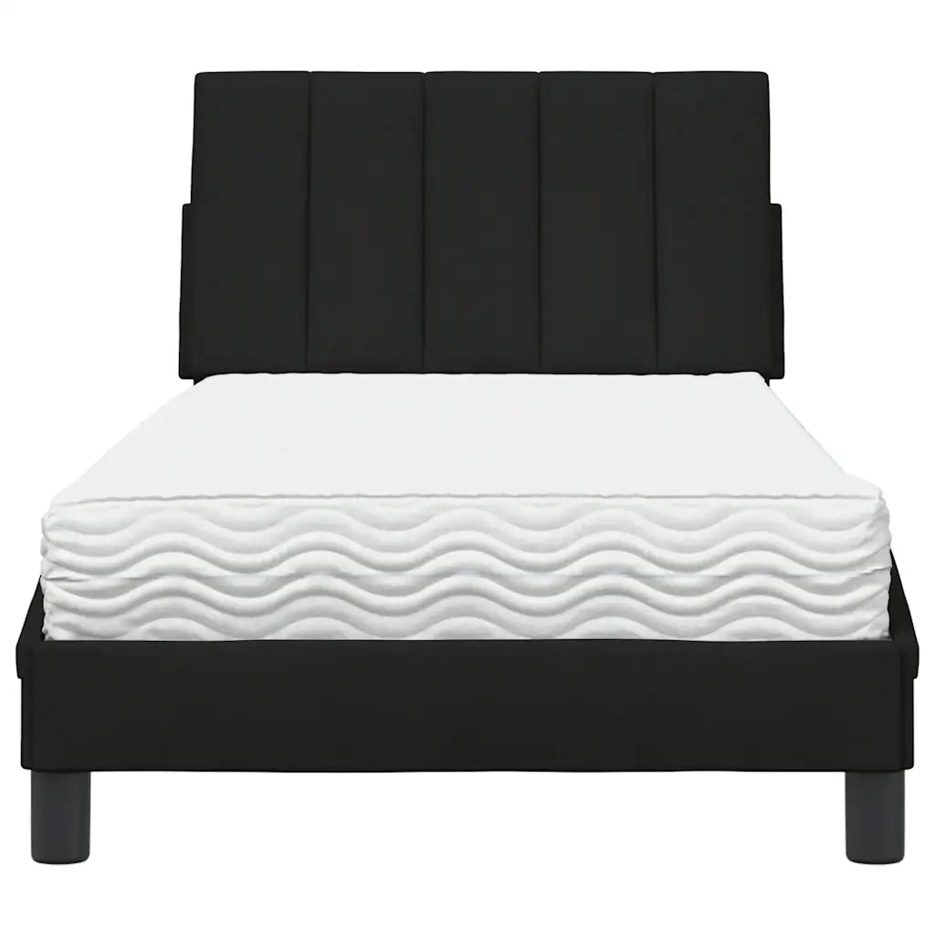 Letto con Materasso Nero 90x200 cm in Tessuto