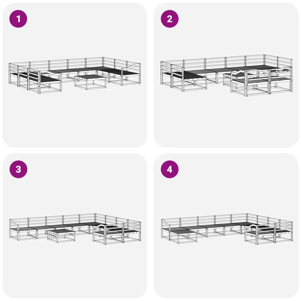 Set di divani da esterno 10 pcs Naturale