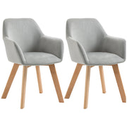 Set 2 Sedie Imbottite 54x57x80 cm in Velluto e Legno Grigio