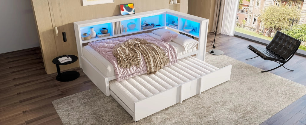 letto giorno metallo e mdf bianco 90 x 200 cm