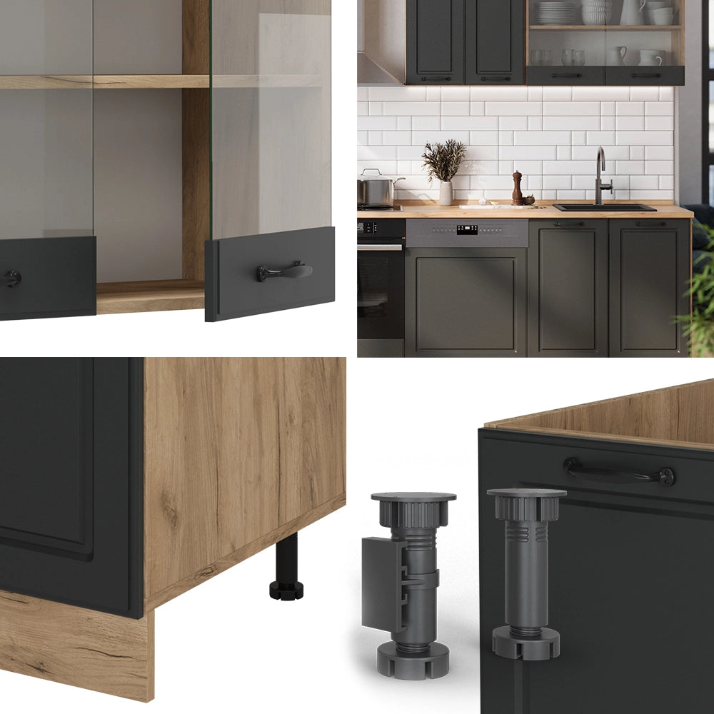 Vicco Cucina componibile Antracite casa di campagna/rovere dorato 300 cm , PL Antracite