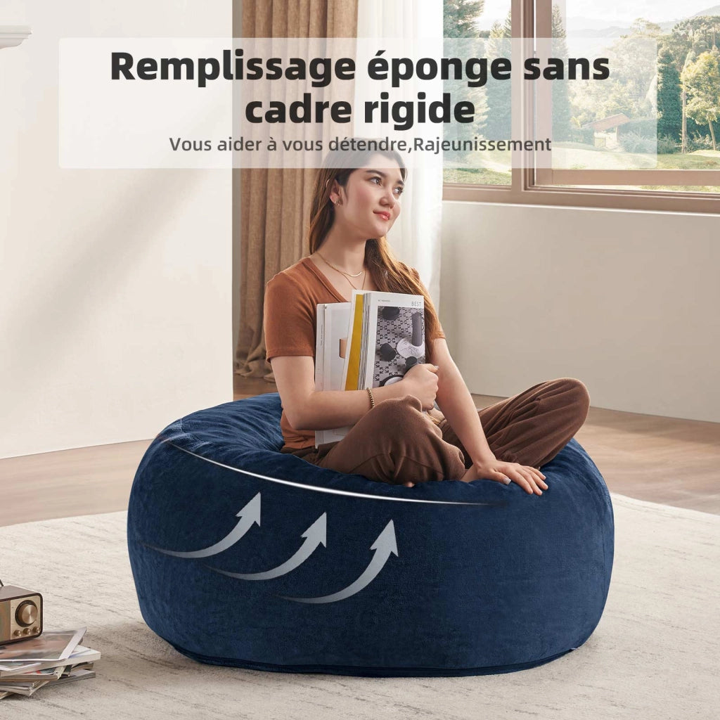 Poltrona pouf 3FT con forma modulabile e fodera lavabile, in spugna, Blu