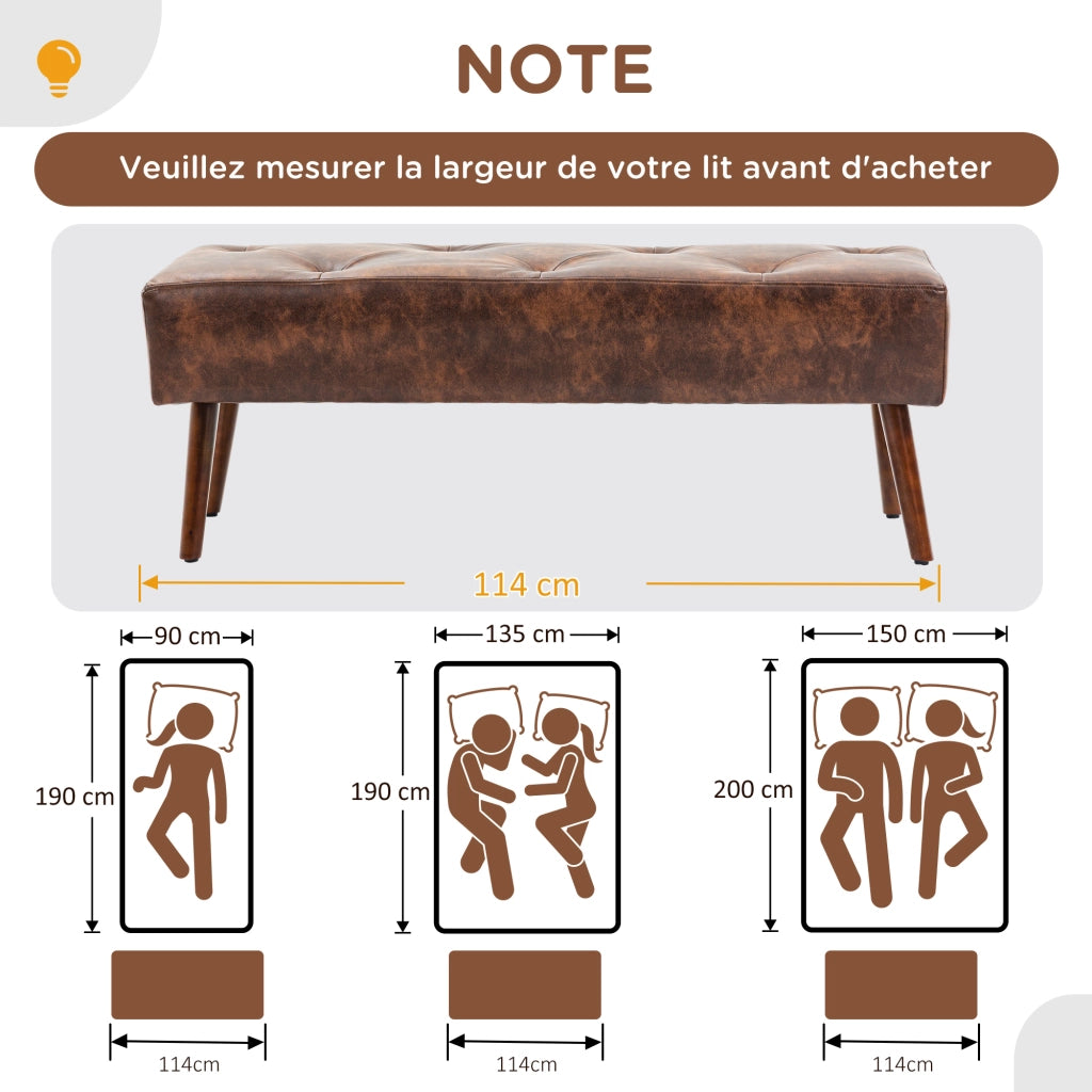 Pouf Testiera Letto ¨C zephmum ¨C Marrone Legno 114x38x42 cm