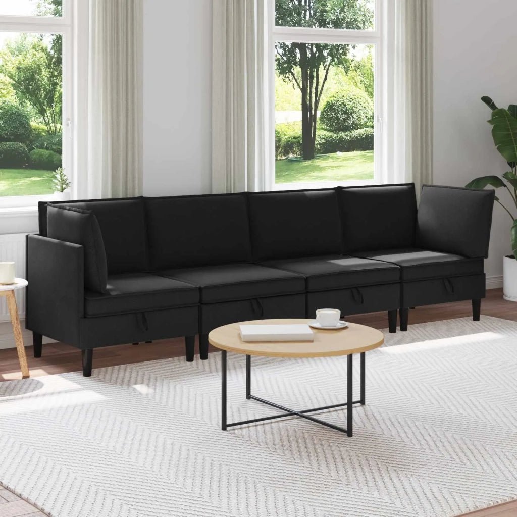 Set di mobili per il soggiorno 4 pcs Nero Tessuto