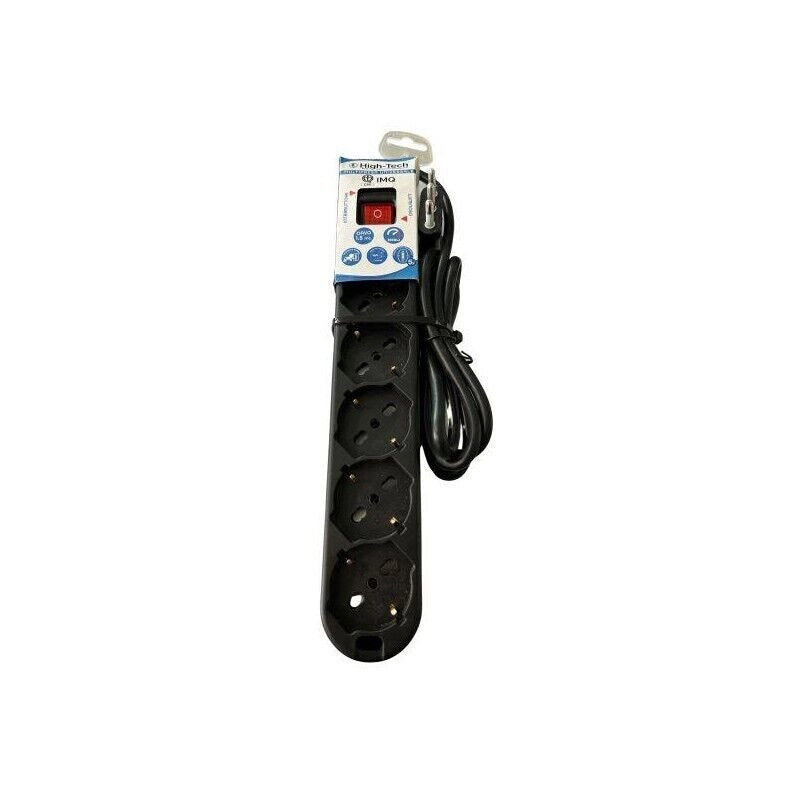 HIGH-TECH MULTIPRESA UNIVERSALE NERA CON INTERRUTTORE P40 A 5 VIE 16A 250V MAX.3500W - CAVO 3G1.0MM2X1.5M