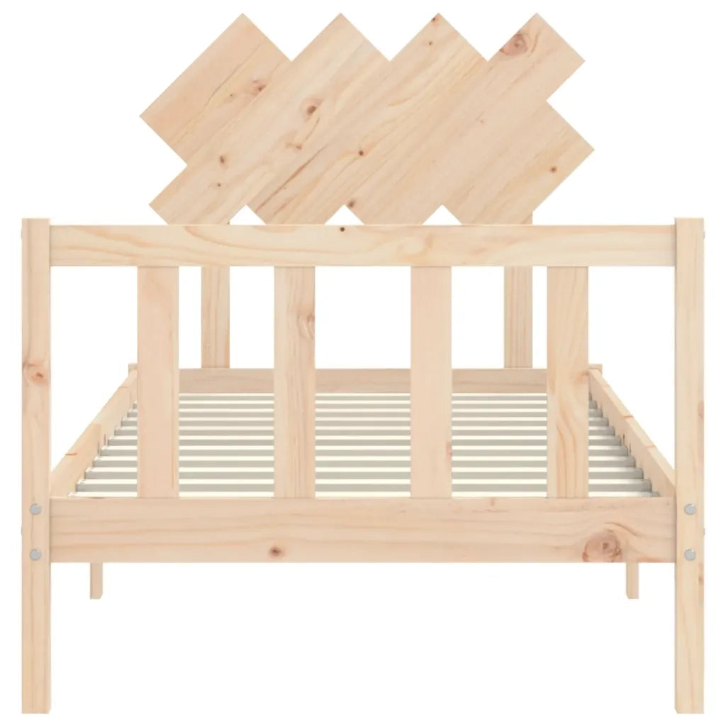 Giroletto con Testiera Single-Struttura Letto in Legno Massello 449548