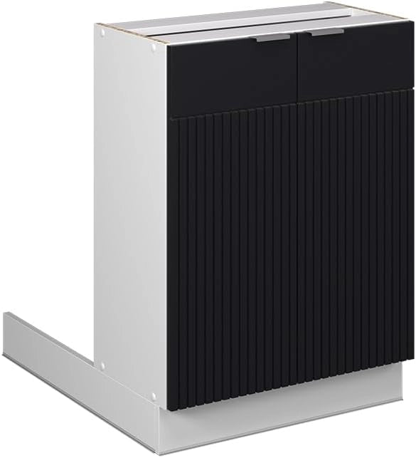 Isola cucina Fame-Line, Nero a righe, 60 cm senza piano di lavoro