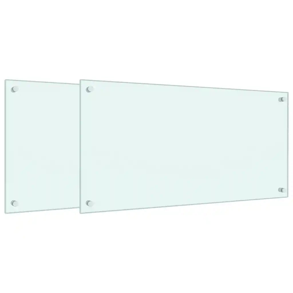Paraschizzi per Cucina 2 pz Bianchi 80x40 cm in Vetro Temperato