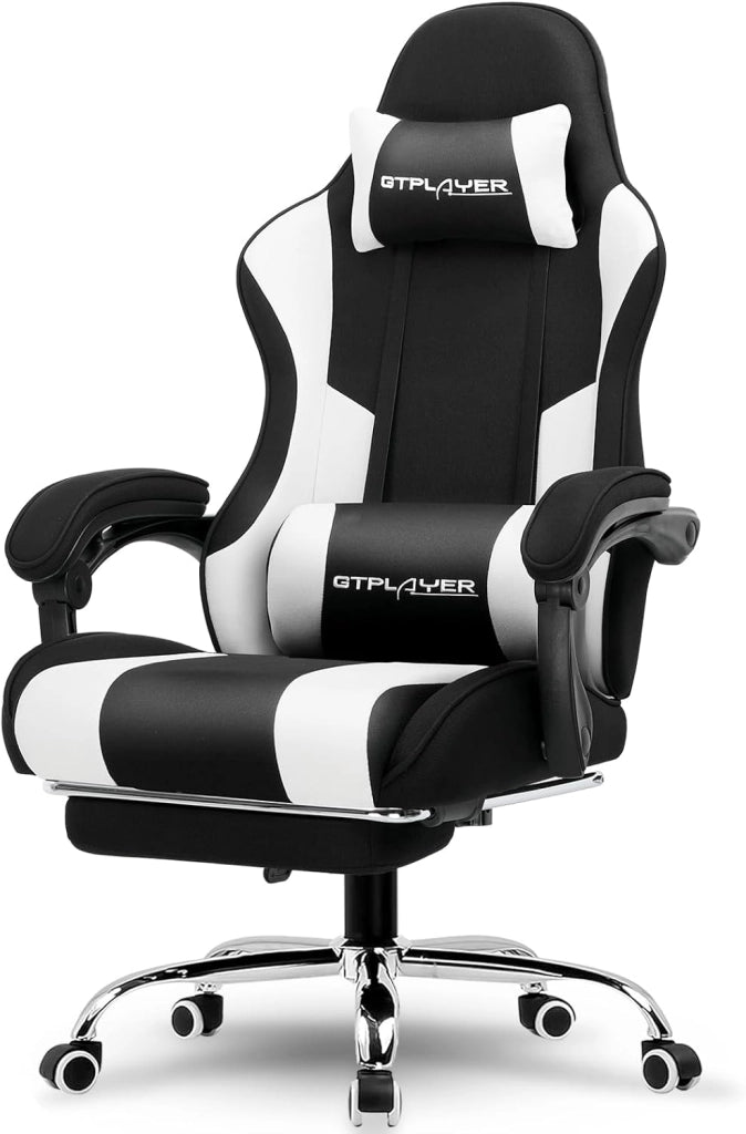 Sedia da Gaming, Ergonomico Sedia da Ufficio, con Massaggiante poggiapiedi e supporto lombare, Schienale Regolabile 90-135°, Portata 150 kg, sedia per computer, Viola