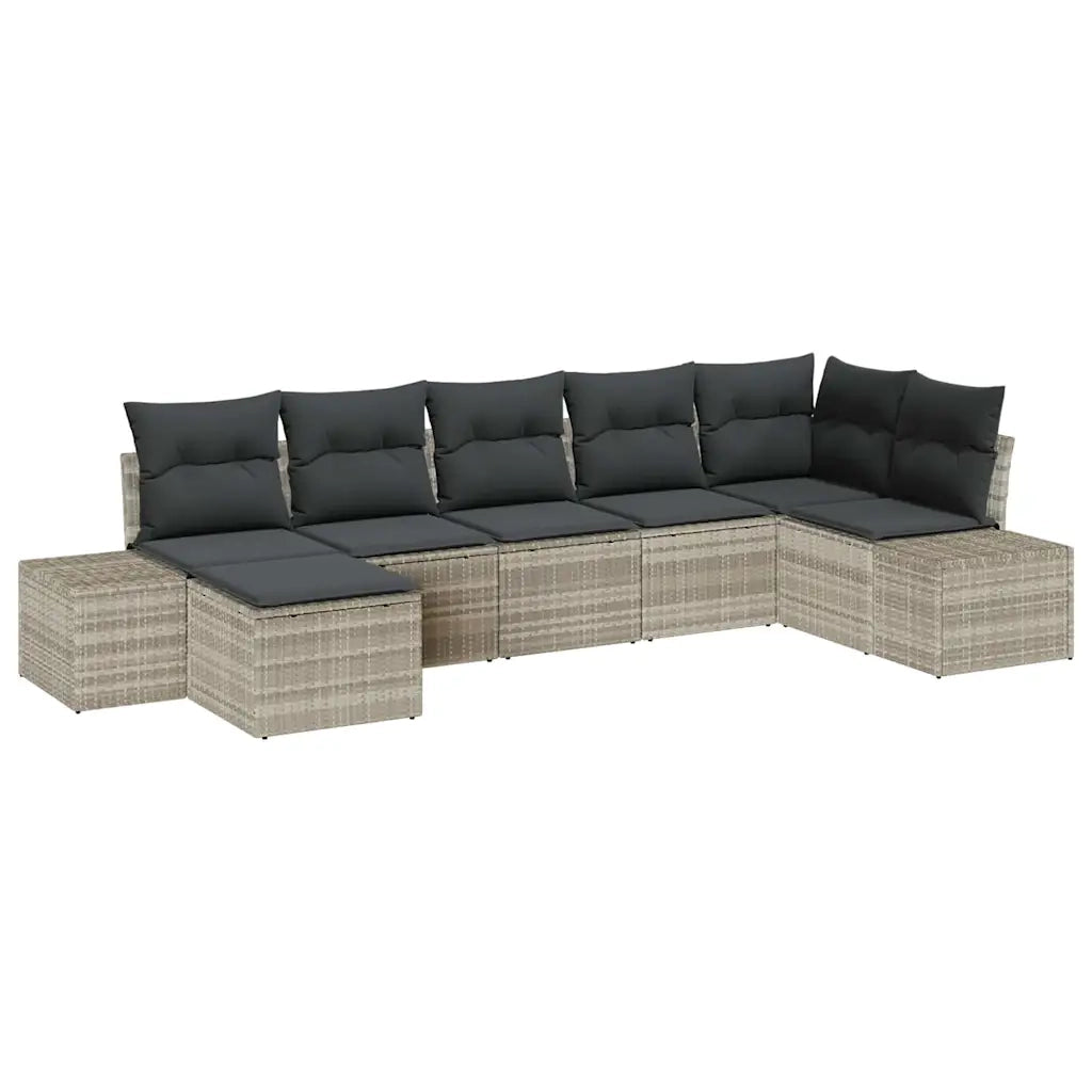 Set Divano da Giardino 7 pcs Grigio chiaro polyrattan