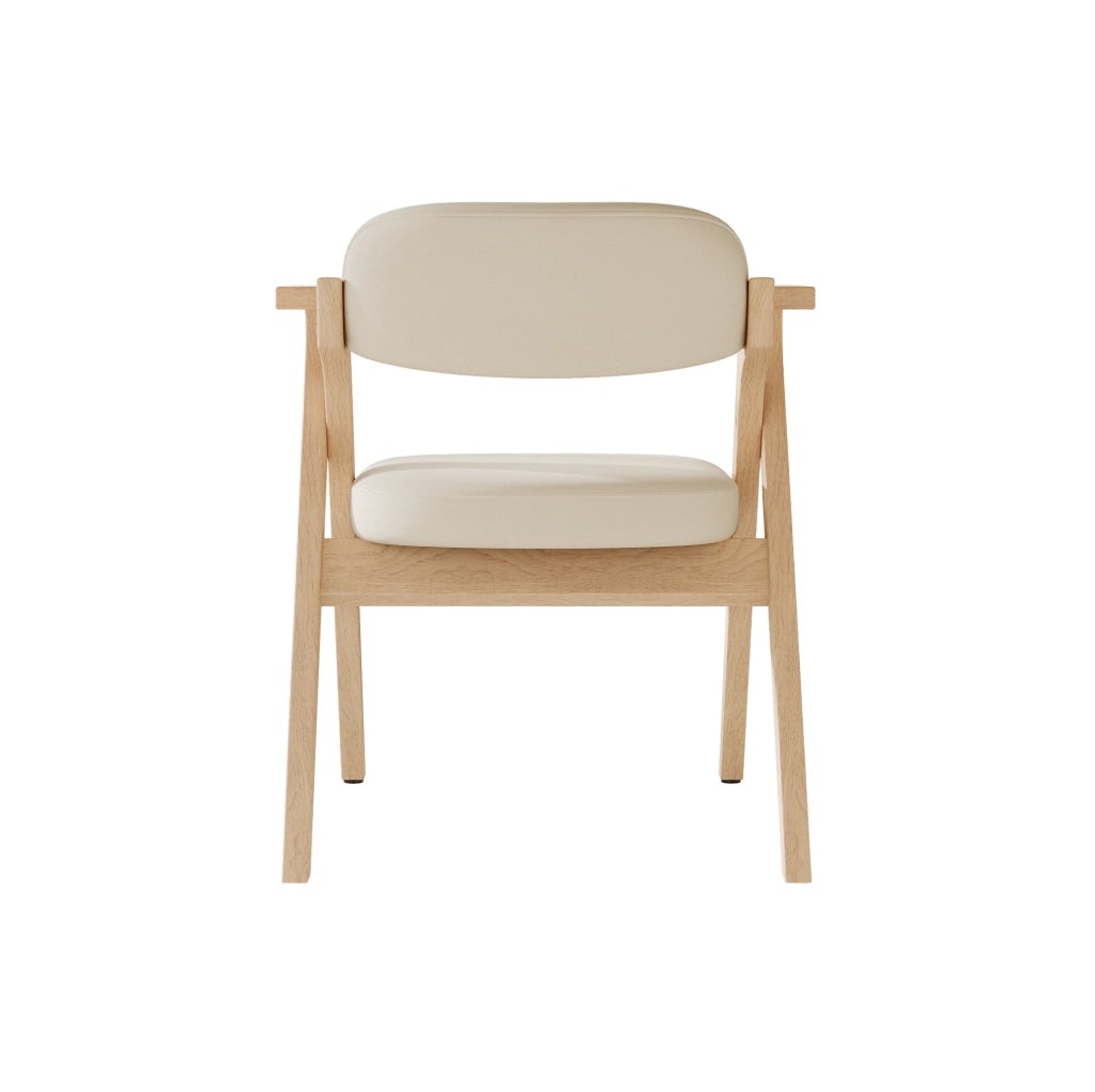 Set di 4 sedie pieghevoli da pranzo con struttura in legno e cuscino in lino beige