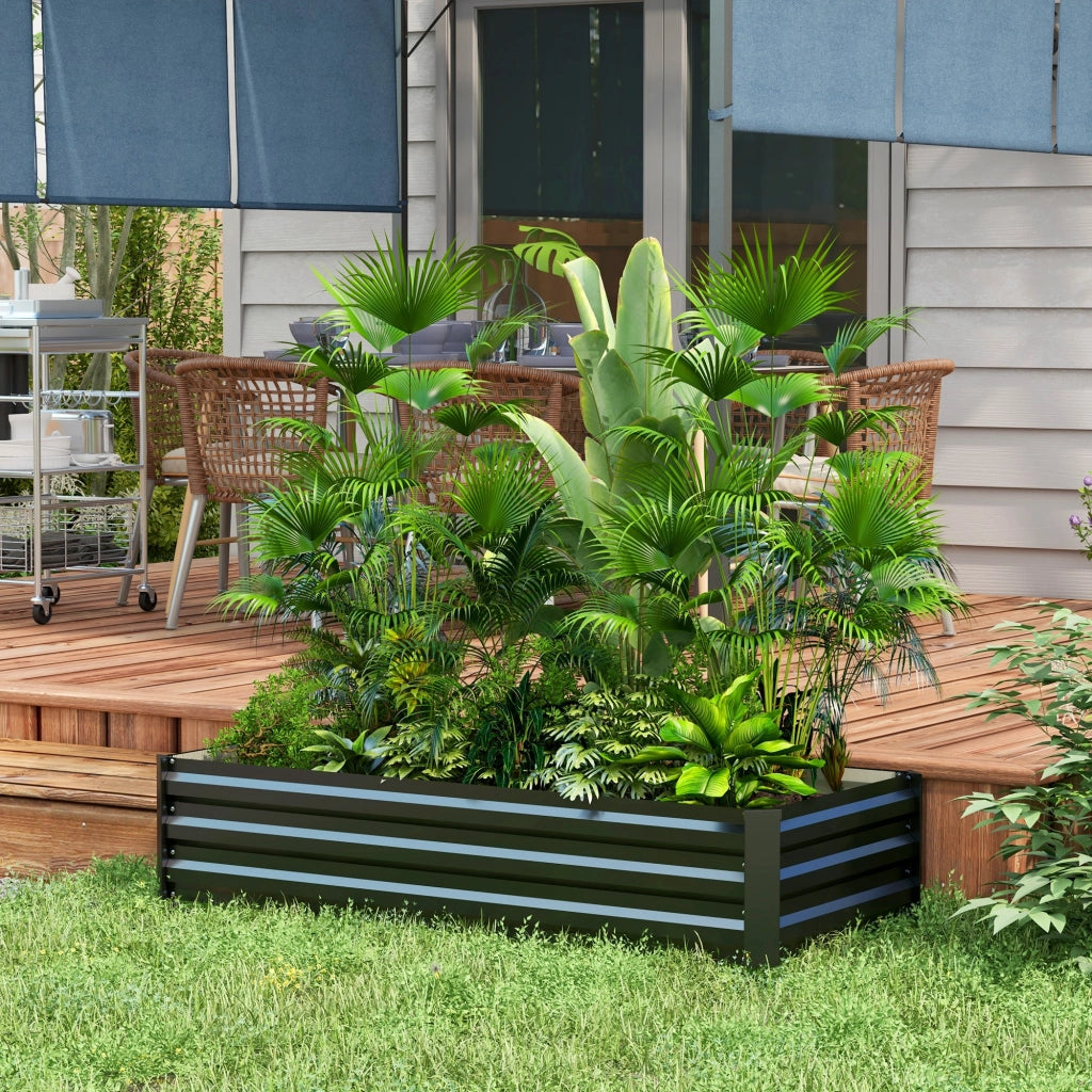 Vaso da giardino rettangolare in acciaio ¨C zephmum ¨C nero 100x50x30