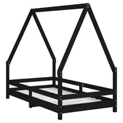 Giroletto per Bambini | Letto Infantile | Lettino Nero 80x160 cm in Legno Massello di Pino