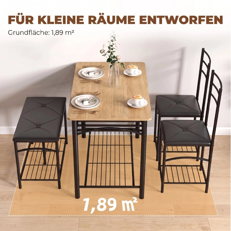 TAVOLO DA PRANZO Set da 4 pezzi 100x60 cm Effetto legno Marrone/Nero