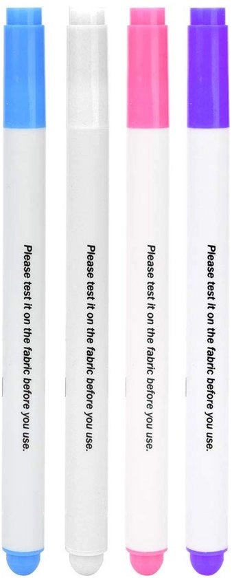 Set di pennarelli per tessuti 4 pezzi - Pennarelli acqua-resistenti - Sfumabili - Pennarelli per tessuti - Set di colori Viola/Rosato/Lilla/Bianco - 30 g - Pennarelli per tessuti sfumabili