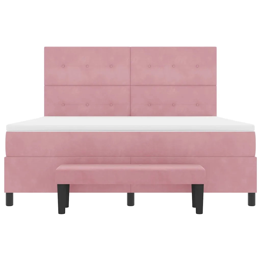 Letto a molle con testiera Rosa 200 x 180 cm Velluto 3344533