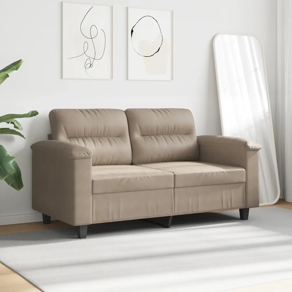 Divano a 2 Posti Tortora 120 cm in Tessuto Microfibra