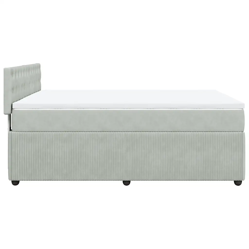 Giroletto a Molle con Materasso Grigio Chiaro 160x200cm Velluto
