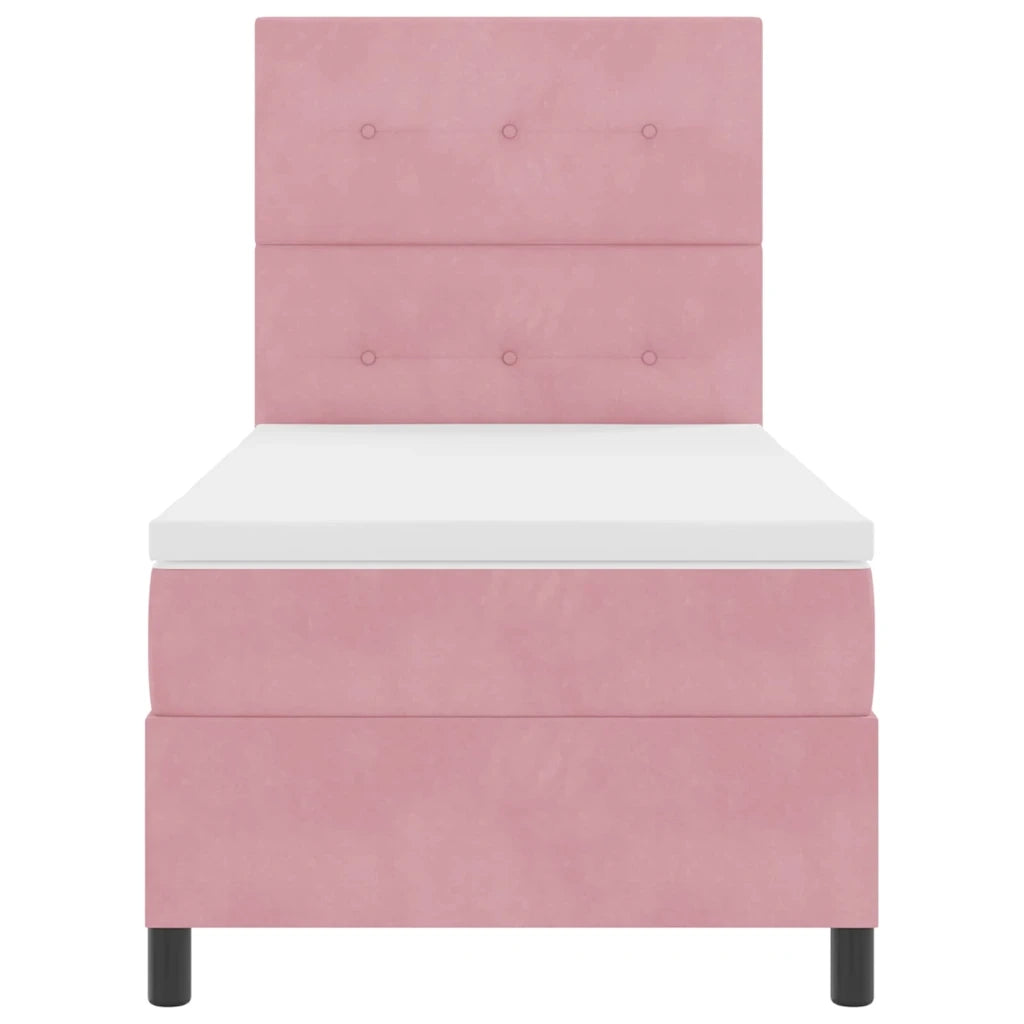 Letto a molle con materasso Rosa 80 x 200 cm Velluto 3339799