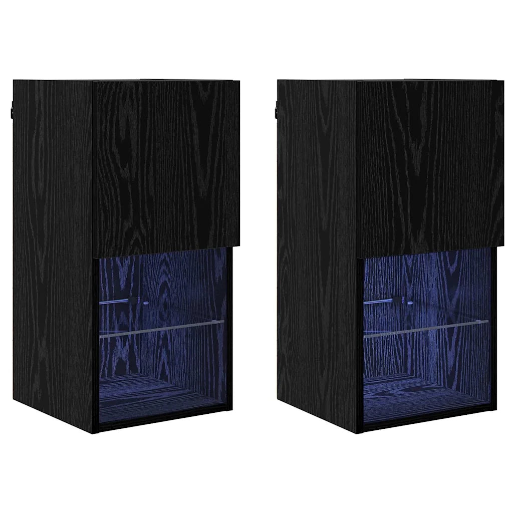 Mobiletti TV a parete 2 pcs Rovere Nero 30,5 x 30 x 60 cm 882947