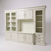 Parete attrezzata porta tv classica in legno decoro shabby bianco 300x53x225 - Mobili 2G