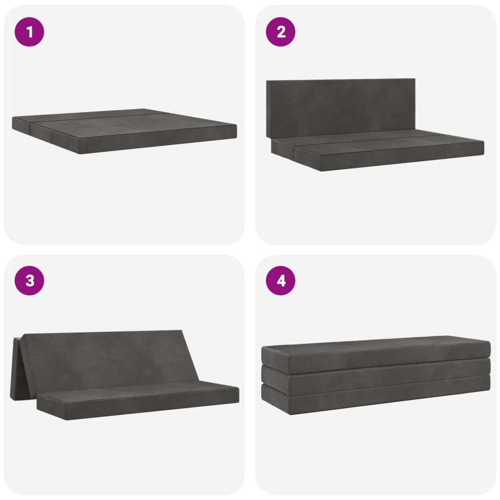 Divano Letto Pieghevole 200 x 67 x 45 cm Grigio Scuro