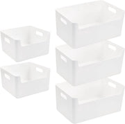 Set di archiviazione premium per cucina e bagno - Set di 5 - Plastica - Bianco - 30 x 21 x 15 cm