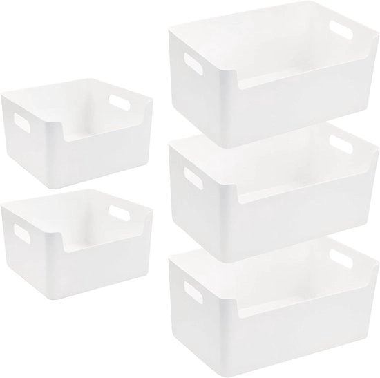 Set di archiviazione premium per cucina e bagno - Set di 5 - Plastica - Bianco - 30 x 21 x 15 cm
