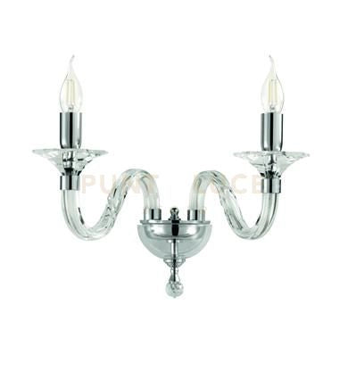 APPLIQUE GALA 2 LUCI ATTACCO E14 CRISTALLO E CROMO L.37CM
