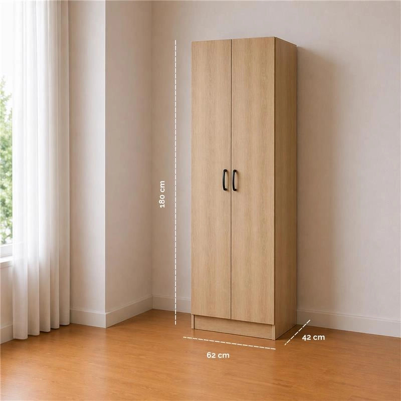 ARMADIO DA ARREDO IN LEGNO CON DUE ANTE COLORE ROVERE DIMENSIONI 60X42X180 CM