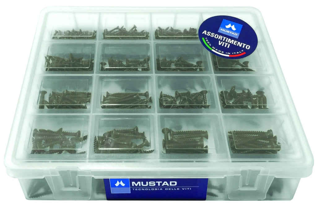 VALIGETTA MUSTAD BOX CON 670 VITI PANELVIT ASSORTITE