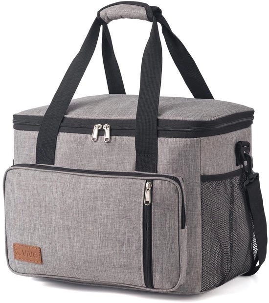 Borsa picnic per famiglia, 15L, isolata termicamente, grande zaino impermeabile per spiaggia, picnic, campeggio e viaggi, grigio