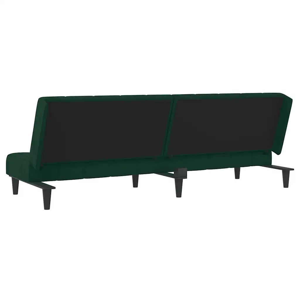 Divano Letto a 2 Posti Verde Scuro in Velluto 375843