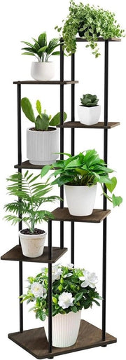 Supporto per piante - 7 livelli 150 cm - Supporto per piante in metallo - Per diverse piante - Vaso per fiori per interni e esterni - Nero