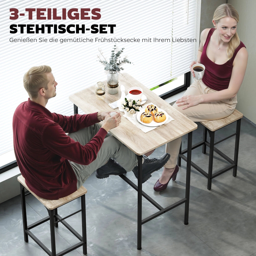 Tavolo da pranzo allungabile con 2 sedie ¨C zephmum ¨C Legno naturale