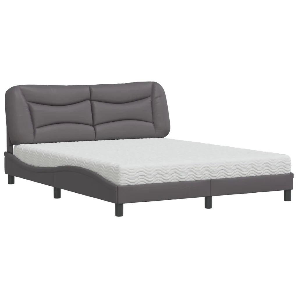 Letto con Materasso Hvar Grigio 160x200 cm in Similpelle 3208734