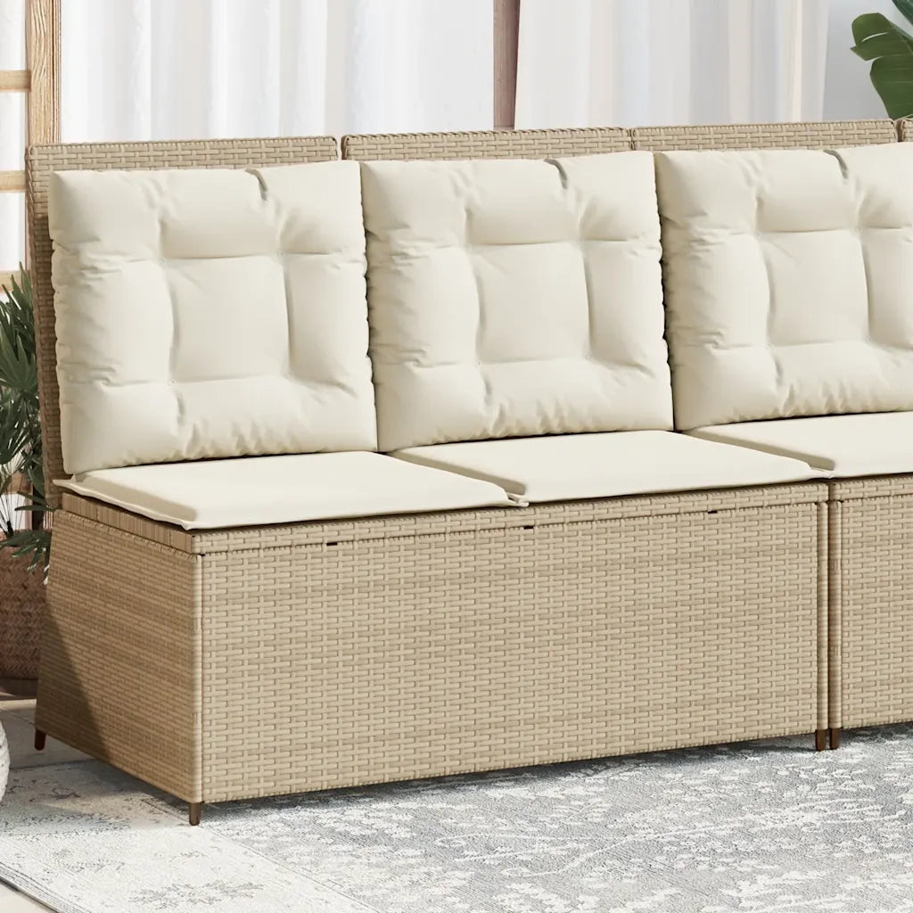Panca Reclinabile da Giardino con Cuscini-Sgabello-Sedia da esterno Beige in Polyrattan 725376