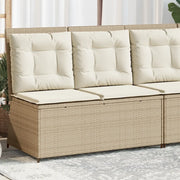 Panca Reclinabile da Giardino con Cuscini-Sgabello-Sedia da esterno Beige in Polyrattan 725376